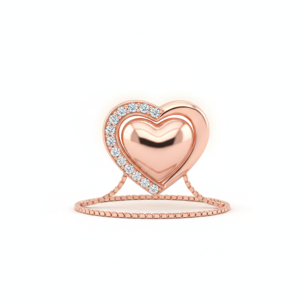 Rose Gold Crystal Heart Charm
