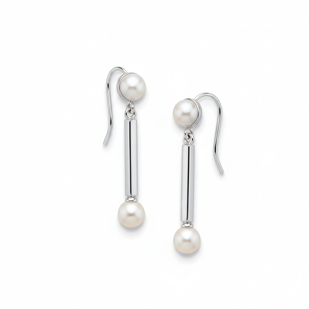 Silver Pearl Drop Earrings