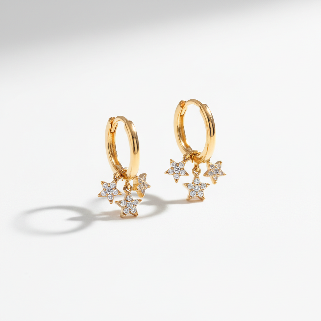 Gold Star Hoop Earrings