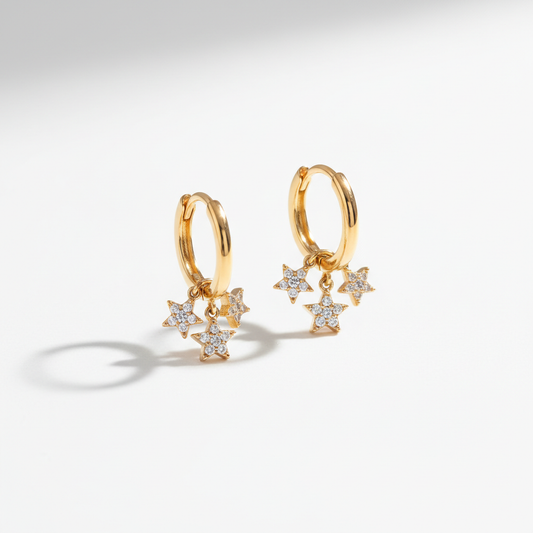 Gold Star Hoop Earrings