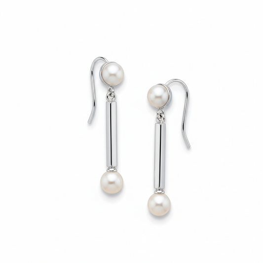 Silver Pearl Drop Earrings