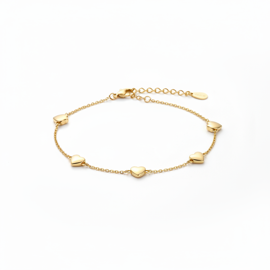 Gold Heart Charm Bracelet